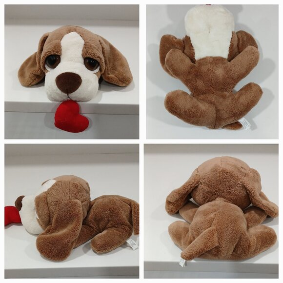 Big Eyes Plush Dog with Heart, 12in. Clean & Good Condition - Picture 1 of 1
